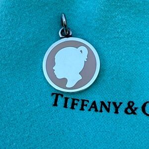 Tiffany & Co. Pink & Sterling Silver Silhouette Girl Charm, retired and rare.